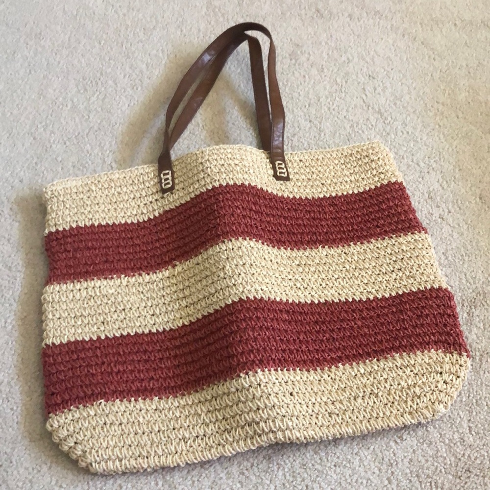 Straw striped tote bag